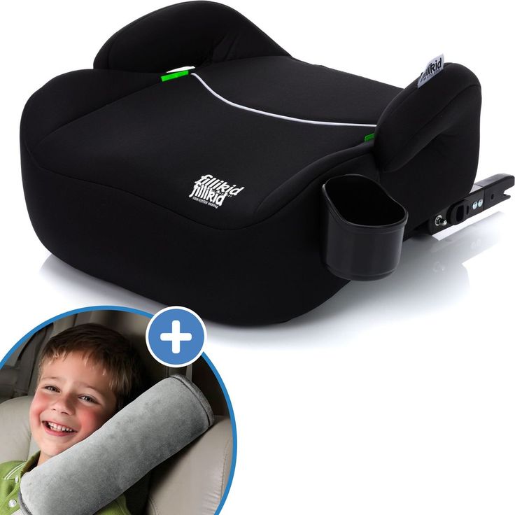 Fillikid Auto-Kindersitzerhöhung Booster i-Size, für Kinder 7-12 Jahre (125-150 cm), mit einklappbarer Isofix-Halterung, Getränkehalter und Gurtpolster, Schwarz