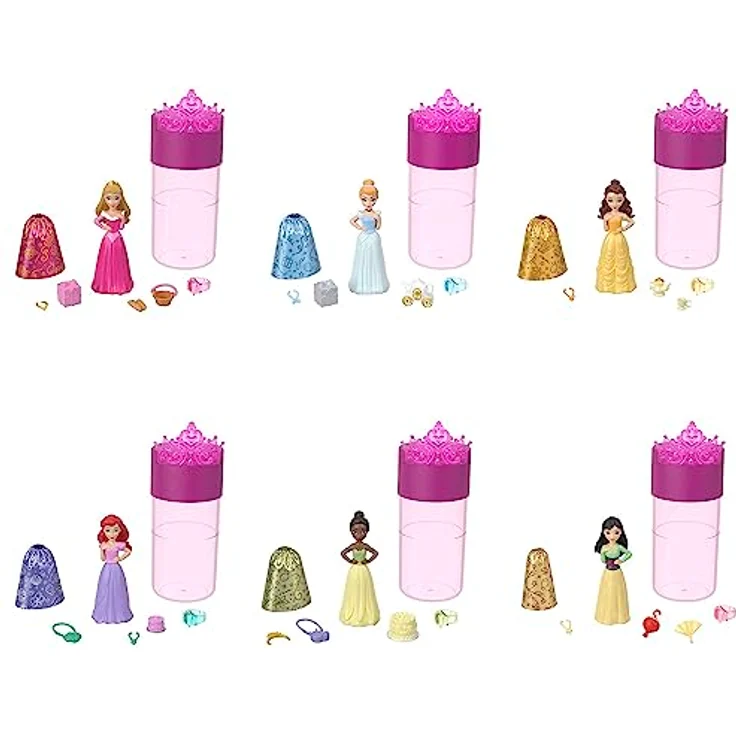 DISNEY Princess - Party Edition Sortiment, Color Reveal-Puppe, 6 Überraschungen, Wasser-Röhre, Diadem, für Kinder ab 3 Jahren, HMK83 – Bild 2
