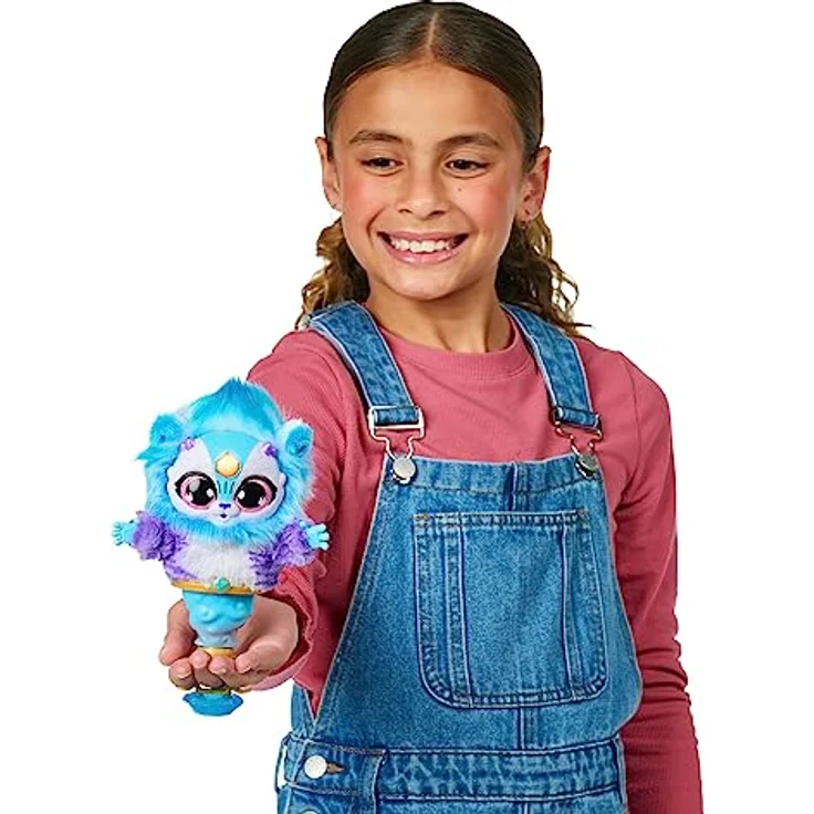 Magic Mixies Magische Wunderlampe mit 20 cm großem interaktivem blauem Mixie-Plüschtier und echtem Nebel. Mit über 60 Geräuschen und Reaktionen, Medium – Bild 5