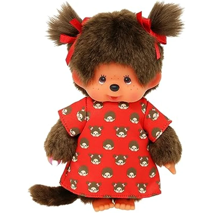 Monchhichi Plüschfigur Mädchen im Monchi-Kleid 20 cm, Monchhichi Puppe mit zwei roten Zöpfchen - Preisvergleich – Bild 2