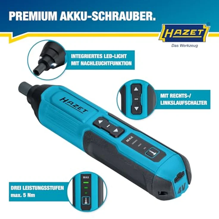 HAZET Werkzeug Adventskalender 2025, 24-teilig mit Akku-Schrauber, LED-Licht und ergonomischem Softgrip-Griff – Bild 3