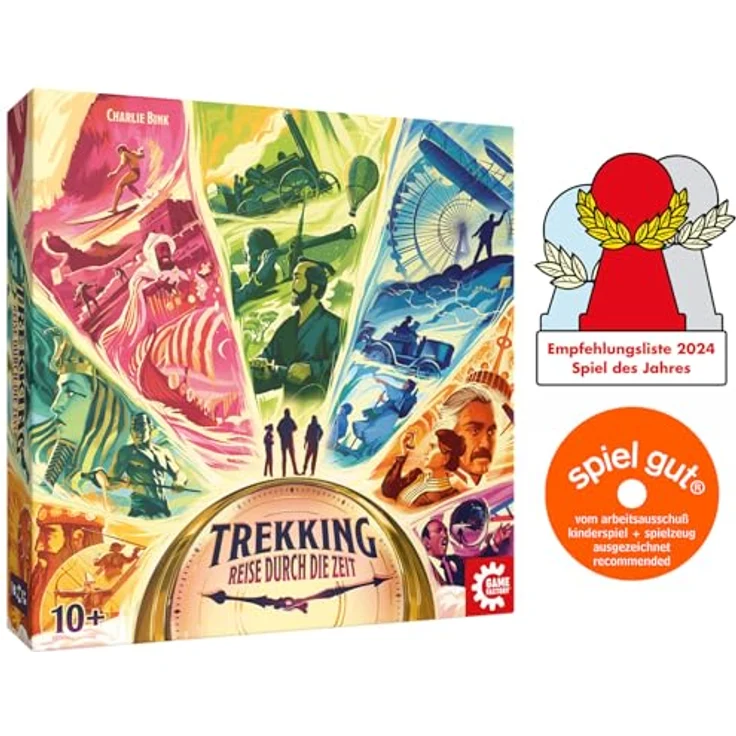 Game Factory 646098 Trekking, Reise durch die Zeit, Gesellschaftsspiel für 1-4 Spieler, ab 10 Jahren, Brettspiel, Familienspiel, mit 108 liebevoll illustrierten Geschichtskarten – Bild 5