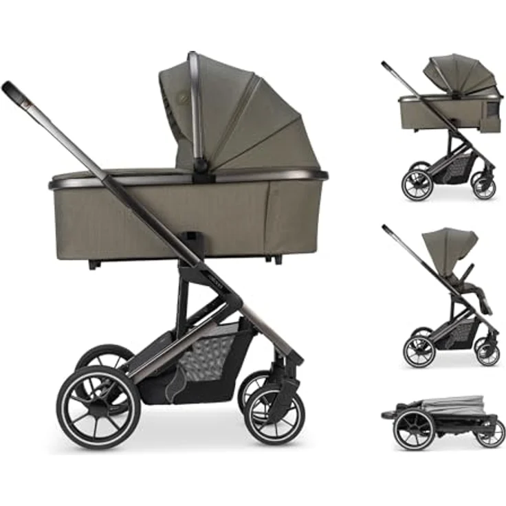 Osann Kombi-Kinderwagen Juntos Teak - bis 22 kg belastbar, umsetzbare Sitzeinheit, Babywanne mit Matratze & Regenschutz, Gratis Mobilitätsgarantie – Bild 1