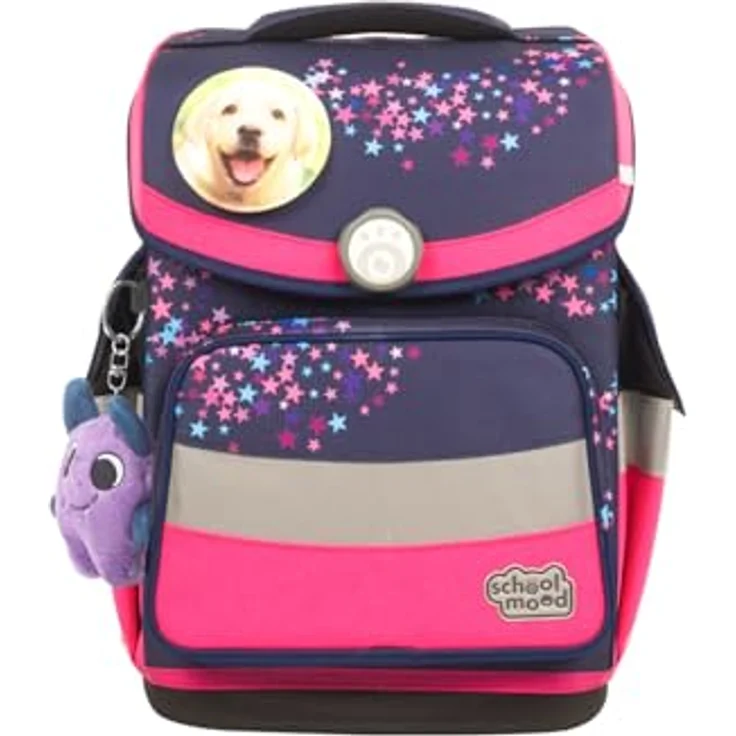 SCHOOL-MOOD Timeless Pro Schulranzenset 7-teilig 23,5L Stauraum, ergonomisches Easy Fit System für 1 m bis 1,50 m Körpergröße, standfest, wasserdichter Stoff mit Reflektoren (Mika Drache) – Bild 3