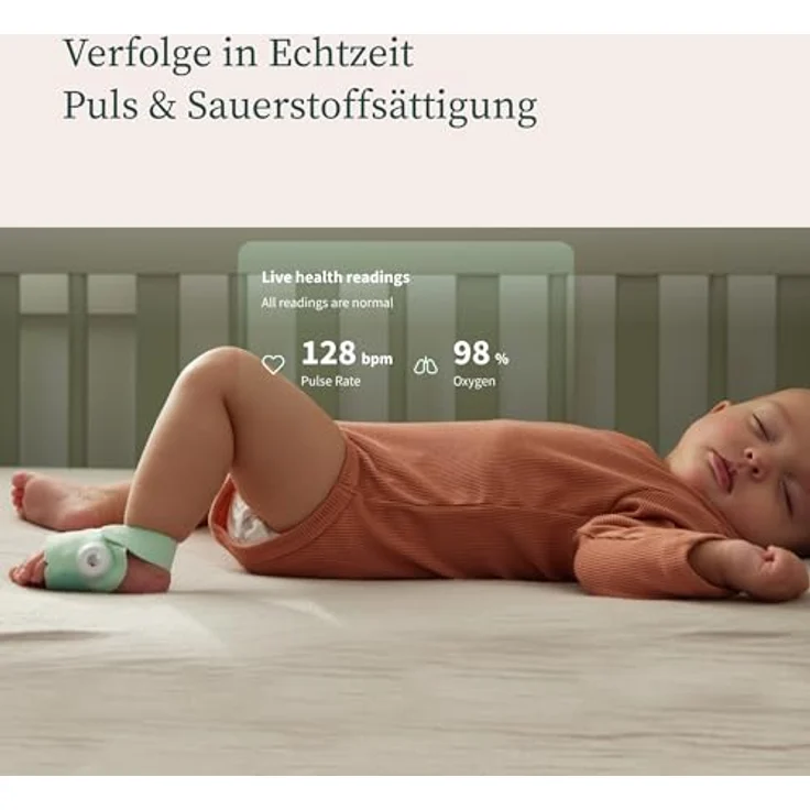 OWLET Dream Sock Pulsoximeter - Liveübertragung von Herzfrequenz, Sauerstoffsättigung & Schlafverhalten, für Säuglinge & Babys, weiß – Bild 4