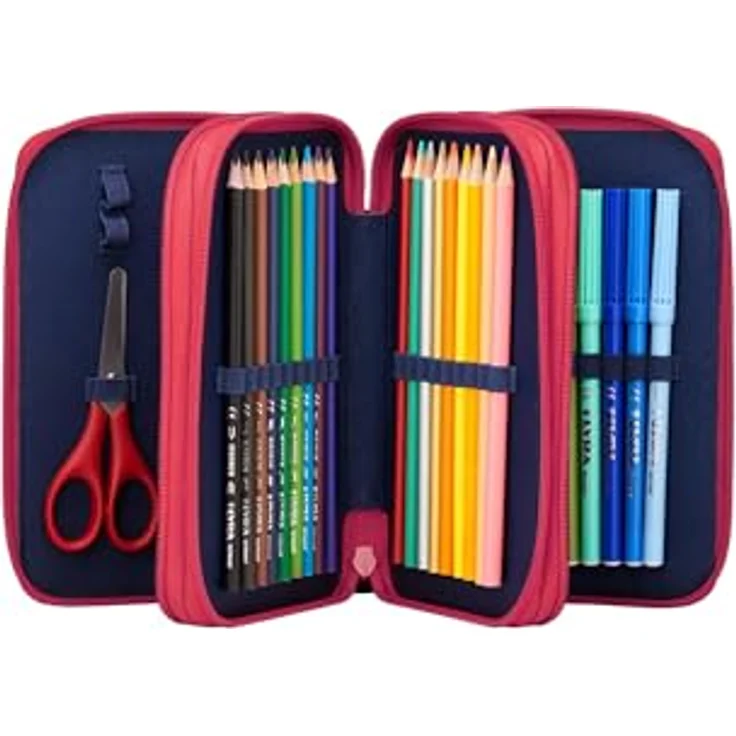 ergobag Maxi Mäppchen Set 40-Teilig, inkl. Lyra Bunt- und Filzstifte, Kleingeld Fach, Lineal, Schere, aus recycelten Materialien – Bild 2