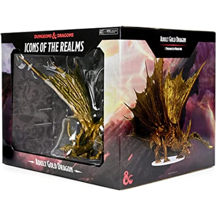 WizKids D&D Icons of The Realms: Adult Gold Dragon Figur | DnD Miniaturen Halloween mit austauschbaren Köpfen – Bild 2