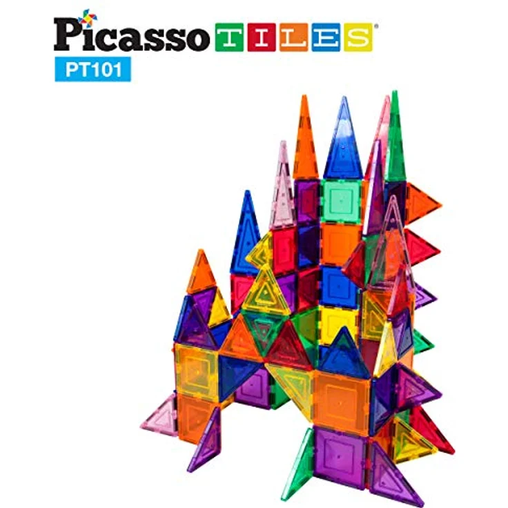 PicassoTiles 101 Piece Magnetic Building Block Set, STEM Educational Toy for Child's Brain Development, Stacking Blocks, PT101 – Bild 5