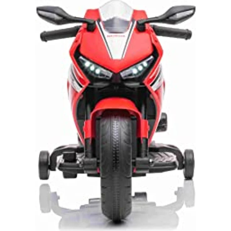 Beneo Kinder-Elektromotorrad HONDA CBR 1000RR, lizenziert, 12V-Batterie, Kunstledersitz, Kunststoffräder, 30W-Motor, LED-Beleuchtung, solider Rahmen, Hilfsräder, rot – Bild 4