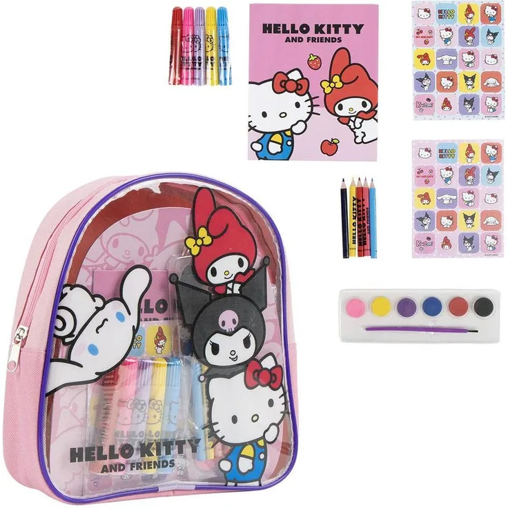 Cerdá Kinder-Rucksack Hello Kitty, Mehrfarbig, gepolsterte Schultergurte, geräumige Fächer für Schule und Freizeit