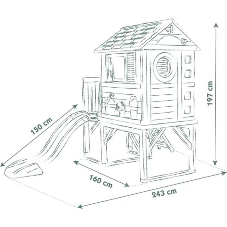Smoby Life Stelzenhaus, Spielhaus mit Rutsche und Veranda, 150x160x197x243 cm, aus 60% Recycling-Material, für Jungen und Mädchen ab 2 Jahren – Bild 5