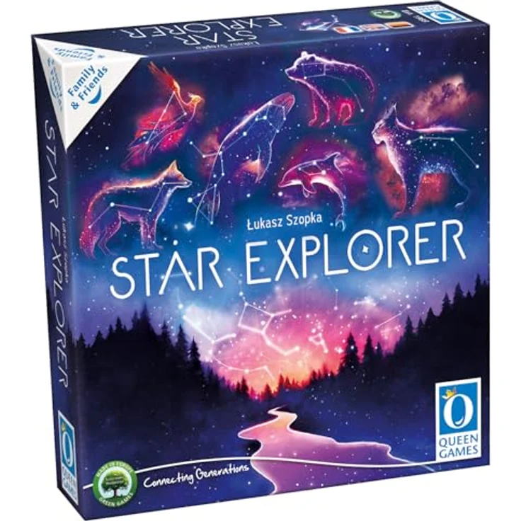 Queen Games Star Explorer INT, Brettspiel für 1-4 Personen, schnelle Spielvorbereitung und individuelle Sternenkonstellationen, ab 8 Jahren – Bild 1