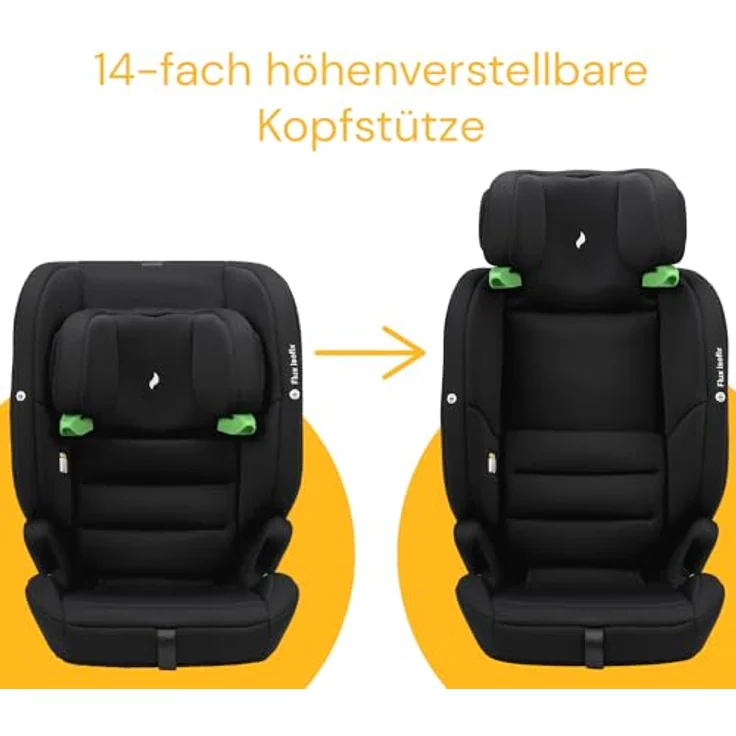 Osann Autokindersitz Flux Isofix i-Size, Sicherer Kinderautositz mit Protektoren und Magnethalterung, schwarz – Bild 4