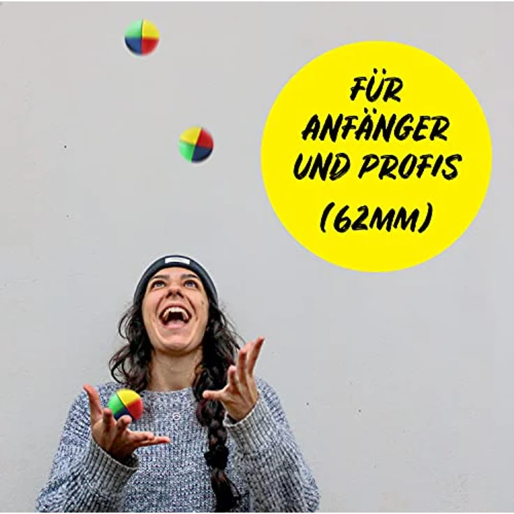 Diabolo Freizeitsport Jonglierbälle 3er Set, 62mm Jonglierball aus nachhaltiger Vogelhirse, wasserabweisendes Kunstleder, ideal für Kinder & Anfänger – Bild 3
