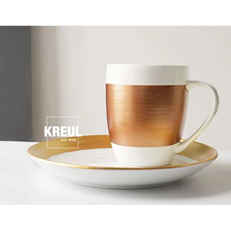 KREUL Glass & Porcelain Set Classic Metallicfarben, 6 x 20 ml, brillante metallisch-deckende Farben auf Wasserbasis, inkl. Pinsel – Bild 3