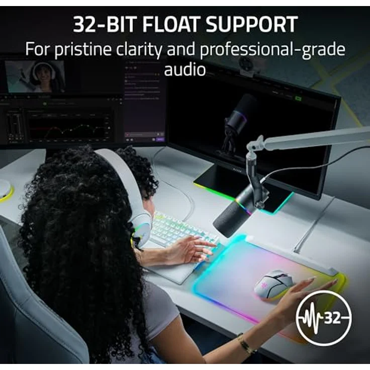 Razer Seiren V3 Pro Mikrofon, dynamisches USB Typ C & XLR Mic mit 32-Bit Float, AI Rauschunterdrückung, Shock Absorber, Pop Filter und Chroma RGB Lighting Ring – Bild 2