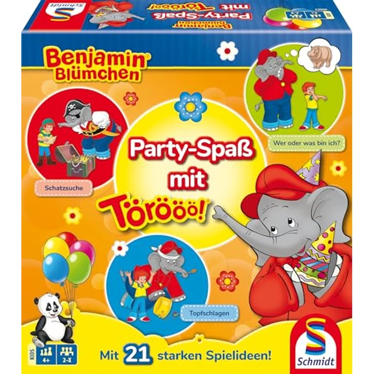 Schmidt Spiele 40663 Benjamin Blümchen, Party-Spaß mit Törööö, Kinderspiel, Mehrfarbig, Elefantastischer Spielspaß für Kinder ab 4 Jahren – Bild 1