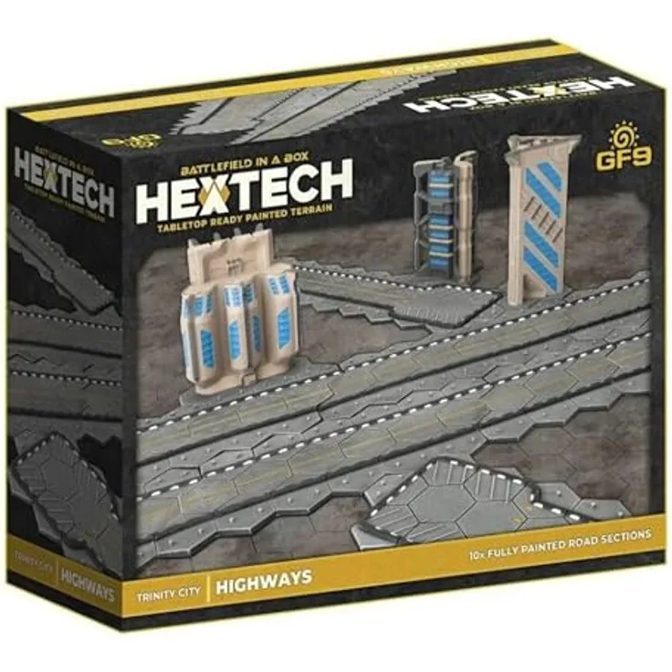 Gale Force Nine Hextech-Schlachtfeld in Einer Box: Trinity City Highways, lackiertes Gelände, Tischplatte bereit