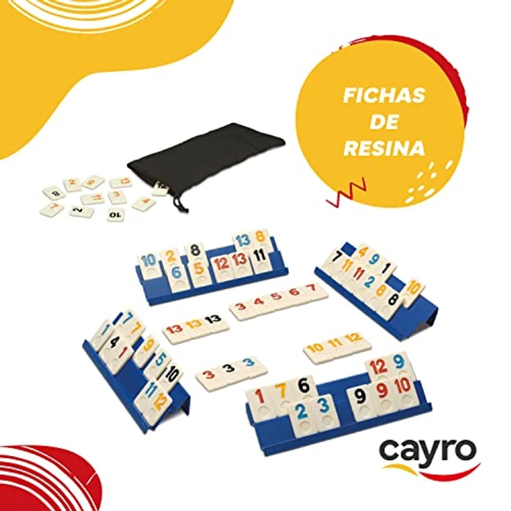 Cayro Rummi, klassisches Brettspiel für 2-4 Spieler, ab 8 Jahren, 106 Teile, inklusive Stofftasche und 4 Ständern – Bild 2
