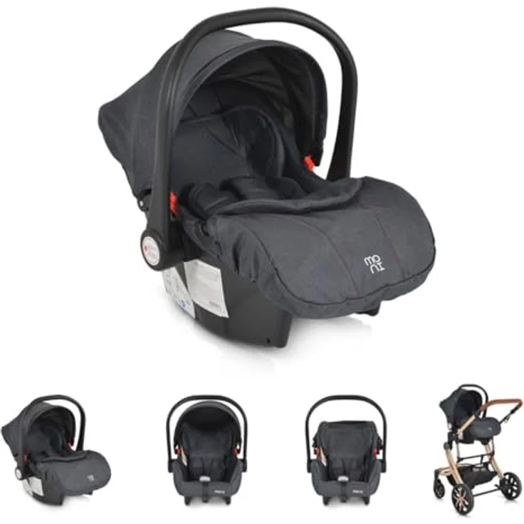 Moni Babyschale Trio i-Size, bis 13 kg, (40 - 87cm) Adapter, Fußabdeckung, weiches Kissen, in verschiedenen Farben – Bild 2