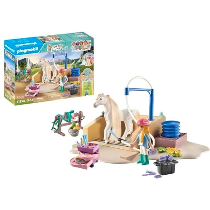 Playmobil® Konstruktions-Spielset Isabella & Lioness mit Waschplatz (71354), Horses of Waterfall, (86 St), teilweise aus recyceltem Material – Bild 2