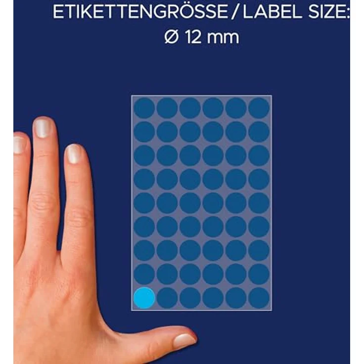 AVERY Zweckform Klebepunkte 3142, beschriftbare Markierungspunkte, blau, Ø 12,0 mm, 270 St. – Bild 3