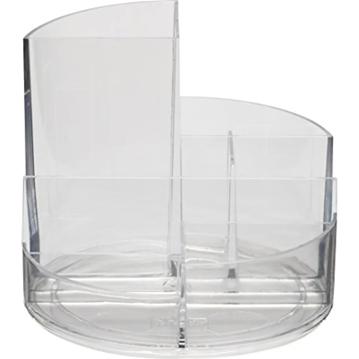 Maul Schreibtischorganizer MAULrundbox 140x125mm | Stilvoller Organizer mit 6 Fächern | Zur Aufbewahrung von Stiften, Schere und Notizkarte | Praktische Ablage für Büro und Schreibtisch | Transparent – Bild 1