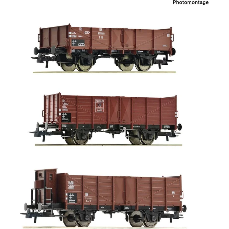 Roco 6600303 Güterwagen DC Wagenset, 3 offene Güterwagen der Deutschen Bundesbahn, Spur H0