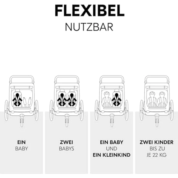 hauck Babysitz für Dryk Duo, Dryk Duo Plus & Bike N Walk Duo, Baby Lounger 2, ab 1 Monat Buggy-Modus, 5-Punkt-Gurt, Beindecke, Kopfpolster, grau – Bild 5