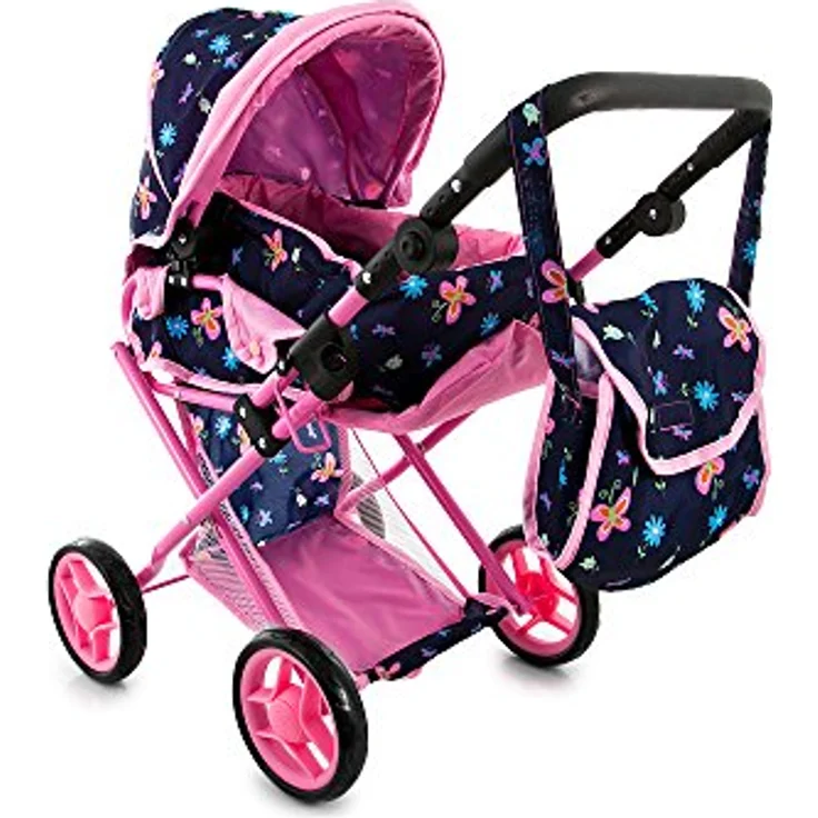 Kinderplay Puppenwagen 3 in 1 mit Tragetasche, höhenverstellbar 34.5 cm - 64 cm, KP0200I, rosa – Bild 4
