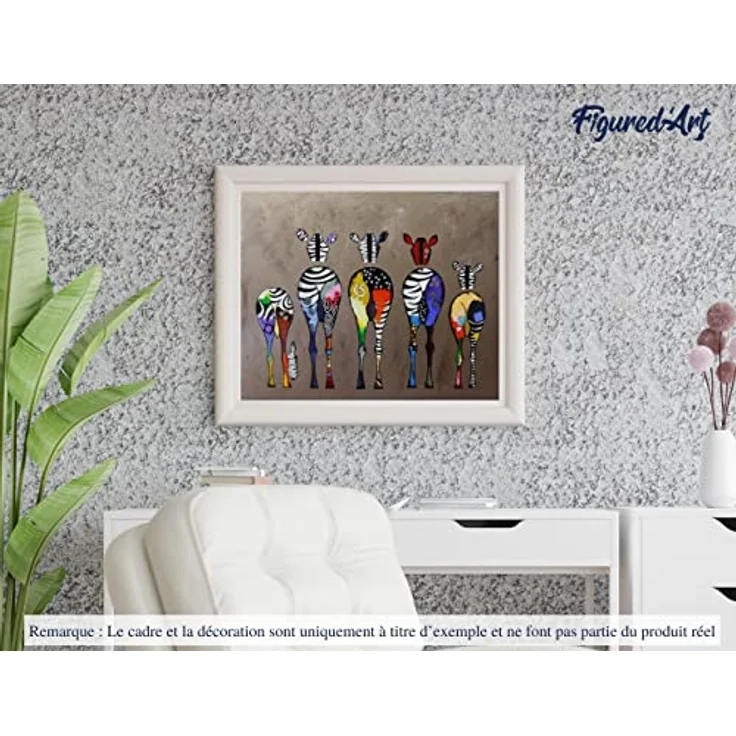 Figured'Art Malen Nach Zahlen Erwachsene Mit Rahmen Zebras von hinten - Paint by Numbers Basteln DIY Bastelset 40x50cm Leinwand gespannt auf Holzrahmen – Bild 4