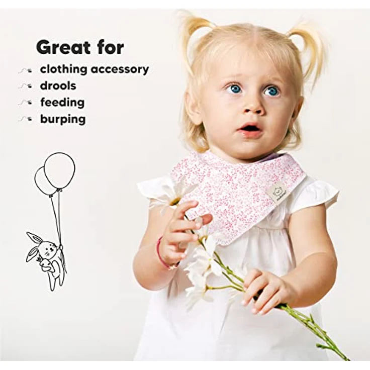 KeaBabies Baby Bandana Sabber-Lätzchen, 10er Pack, 100% Bio-Baumwolle, unisex, Tea Party Design – Bild 5