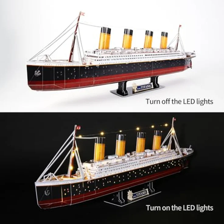 CubicFun 3D Puzzle LED 88 cm Titanic - Titanic Modell Boots Spielzeug für Erwachsene und Jugendliche, 266 Stück – Bild 9