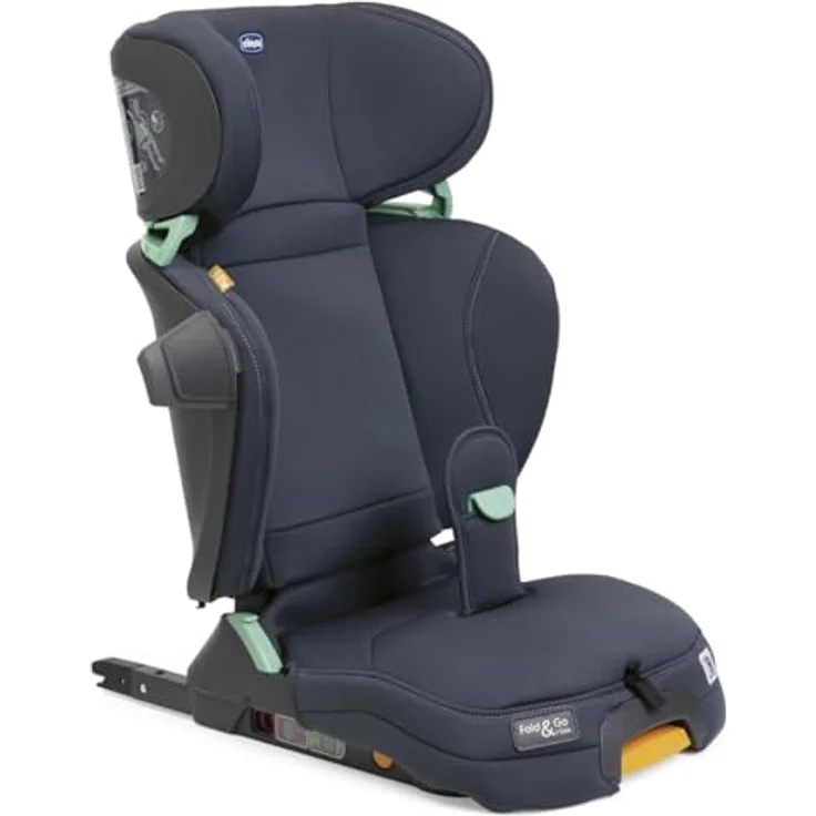 Chicco Autokindersitz FOLD & GO I-SIZE, faltbar, inkl. Seitenaufprallschutz und Bauchgurtführung, 100-150 cm, blau – Bild 2