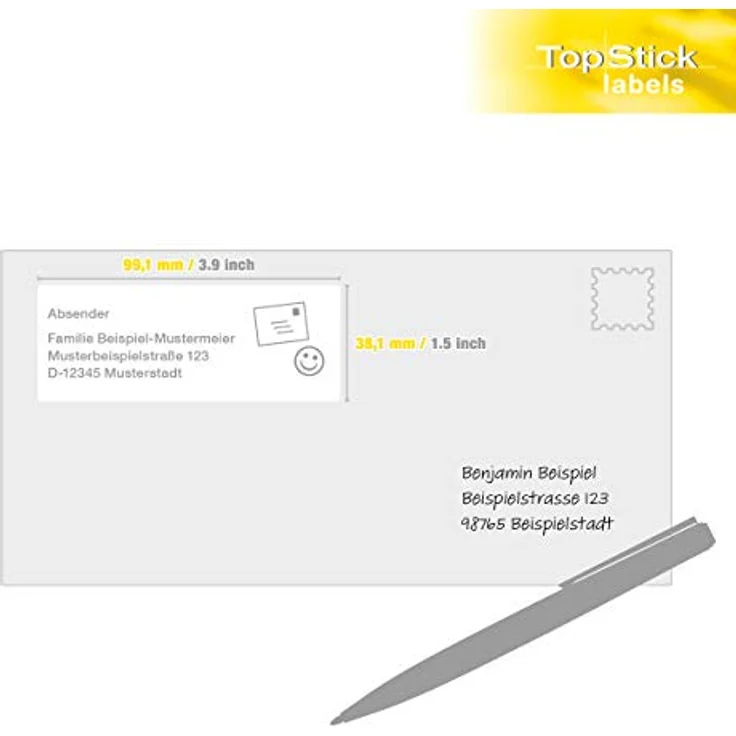 TopStick 8757 Adressetiketten, selbstklebend und bedruckbar, 99,1 x 38,1 mm, weiß, 14000 Stück, matt, für Laserdrucker und Tintenstrahldrucker – Bild 5