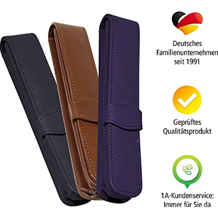 Online Pen Schreibgeräteetui Lederetui, hochwertiges Füller-Etui, Stifte-Mäppchen aus Echtleder, braun – Bild 7