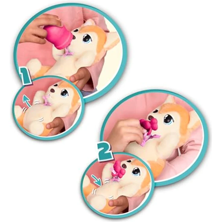 Spectron Baby Paws Yummy Shiba Inu Kuscheltier, interaktives Spielzeug mit Zubehör, 20 cm – Bild 5