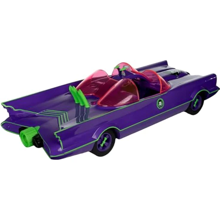 McFarlane Toys DC Retro Batman 66 Batmobil with Joker, detailreiches Fahrzeug mit beweglichen Rädern und rotierenden Lenkern, Gold Label – Bild 10