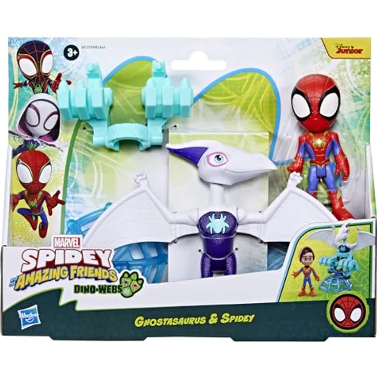 Spidey and his Amazing Friends Marvel Spidey und Seine Super-Freunde Dino-Webs Ghostasaurus & Spidey, 10 cm Action-Figur mit abnehmbaren Zubehör und 12,5 cm Dinofigur – Bild 4