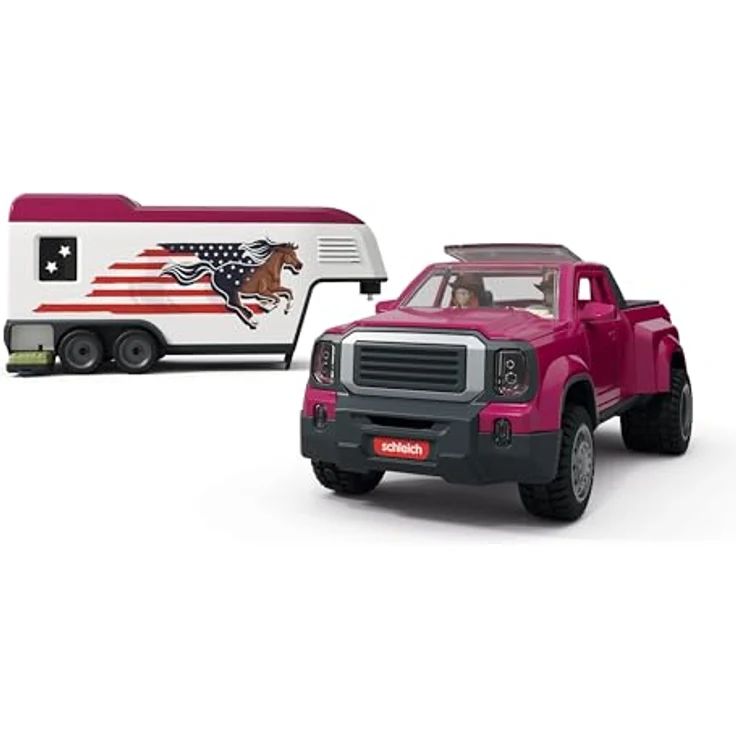 Schleich Lakeside Truck mit Anhänger - robustes Dually Truck-Set für Pferdeabenteuer, inkl. Zubehör – Bild 8