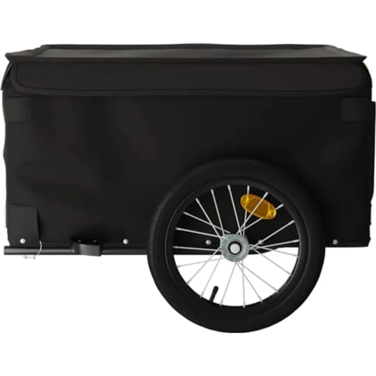 vidaXL Fahrradlastenanhänger Lastenanhänger für Fahrrad Schwarz 45 kg Eisen mit Deichsel und Sicherheitsflagge – Bild 8