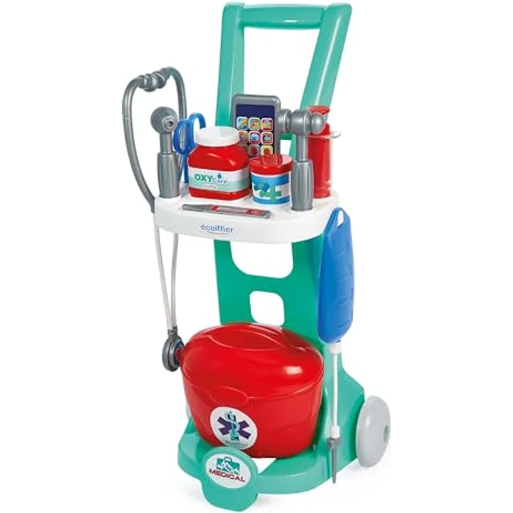 Ecoiffier 1902 Medizinischer Trolley, Kinder-Arztkoffer mit Stethoskop und Infusion, für Nachahmungsspiele ab 18 Monaten – Bild 1