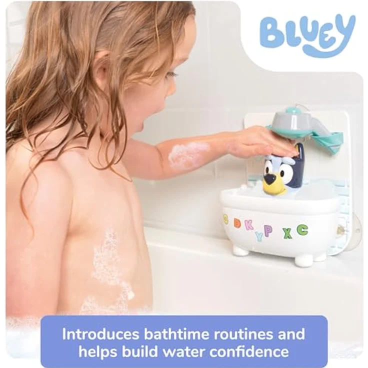Toomies Bluey Dusche & Schaumbad, interaktives Badespielzeug mit Wasserdusche und Schaumbildung, fördert Feinmotorik, für Kinder ab 18 Monaten – Bild 2