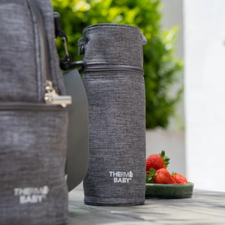 Thermobaby isolierter Babyflaschenhalter, große Kapazität bis 1 Liter, grau meliert – Bild 5