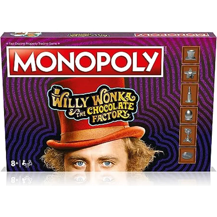 Winning Moves Willy Wonka Monopoly, Brettspiel für 2-6 Spieler mit einzigartigem Willy Wonka Spielfeld und 6 Metallspielsteinen, ab 8 Jahren – Bild 2