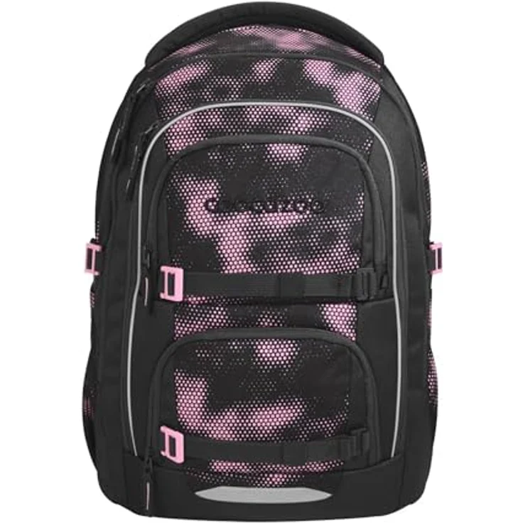Coocazoo Porter Schulrucksack „Pink Illusion”, ergonomischer & anpassbarer Tornister, schwarz-pink, höhenverstellbar, mit Brust- & Hüftgurt, ab der 3. Klasse – Bild 1