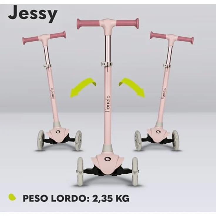 Lionelo Jessy Premium Dreirad-Kinderroller mit LED-Rädern, Höhenverstellung, und rutschfester Plattform, faltbar - für Kinder 3 Jahre bis 50 kg, blau – Bild 5