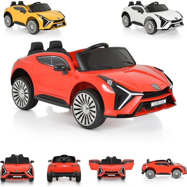 Moni Kinder Elektroauto Dakota Musikfunktion Fernbedienung Sicherheitsgurt MP3 rot, Kinderauto mit Flügeltüren und 2,4 GHz Fernsteuerung