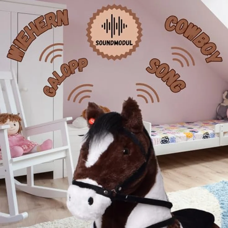 TE-Trend Pferd, 70 cm – Das perfekte Reitpferd für Kinder mit Sattel, Zaumzeug und Steigbügeln. EIN traumhaftes Geschenk für Pferdefreunde! Das ideale Spielzeug für glückliche Mädchen, braun – Bild 4