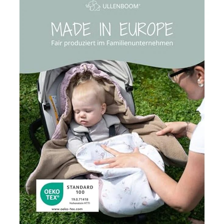 ULLENBOOM Sommer-Einschlagdecke für die Babyschale, atmungsaktiv, 0,5 TOG, für 0-9 Monate, OEKO-TEX zertifiziert – Bild 5